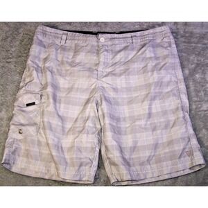 Valor Shorts Men's 39X9 Surf Beach Swim Lightweight Board White Gray Plaid